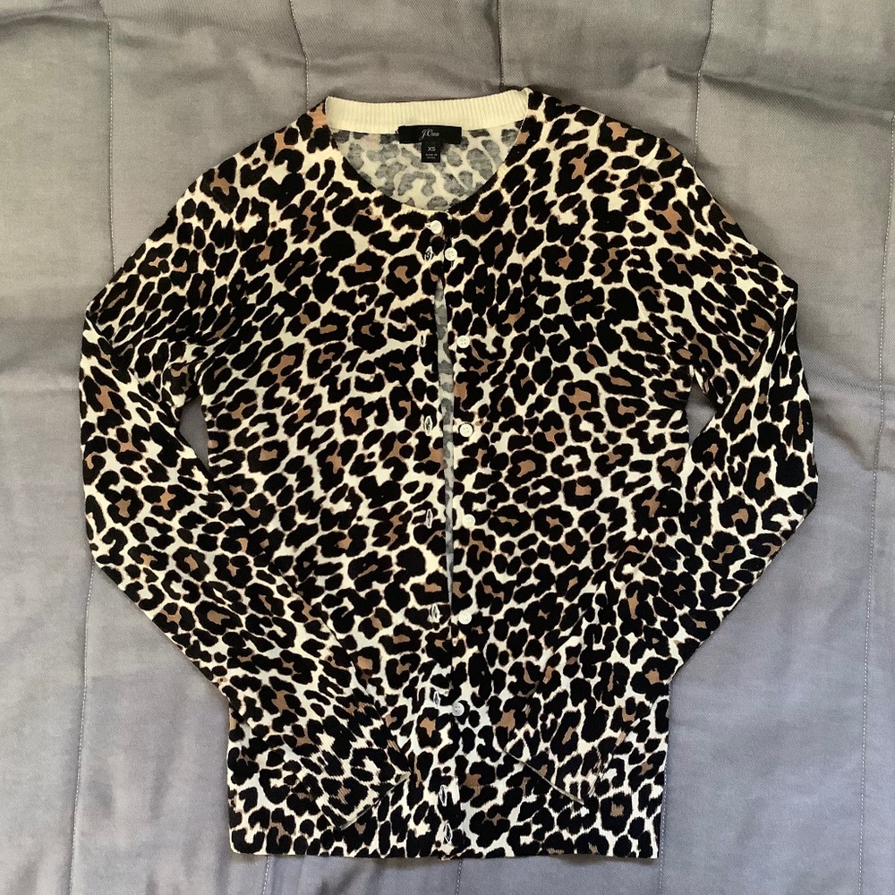 J Crew size x small leopard print cardigan